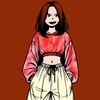 realistic girl faceless with baggy pants and a crop top