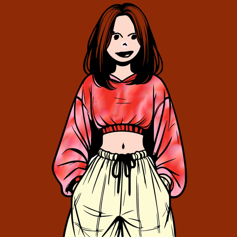 realistic girl faceless with baggy pants and a crop top