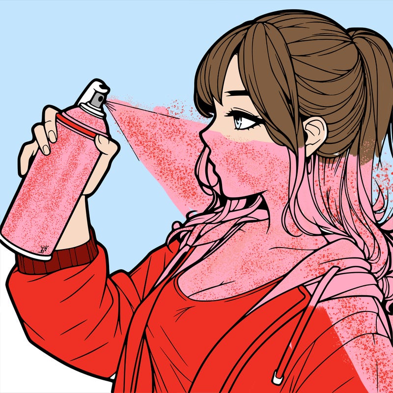 a realistic girl spray, painting