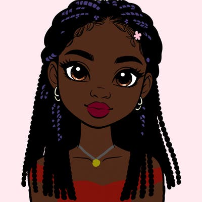 a realistic black girl with braids