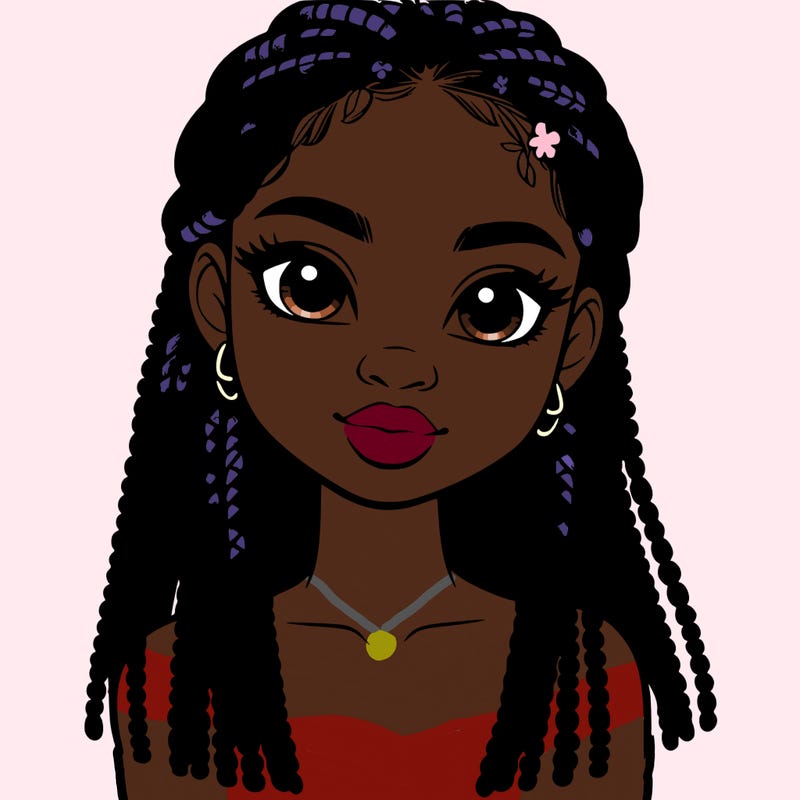a realistic black girl with braids