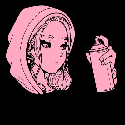 a realistic girl, spray painting