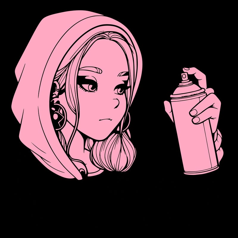 a realistic girl, spray painting