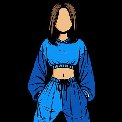 realistic girl faceless with baggy pants and a crop top