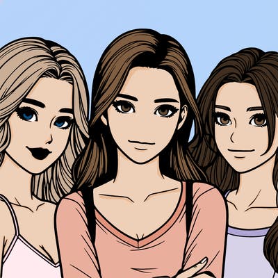 a group of realistic girls
