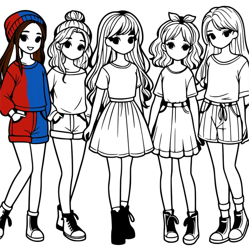 a group of five girls