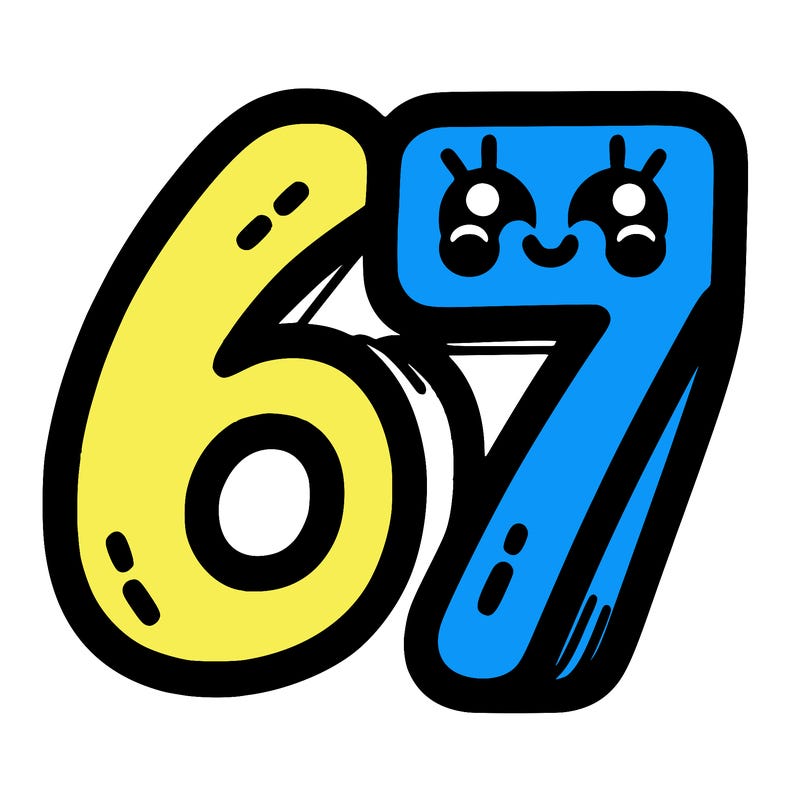 the numbers 67