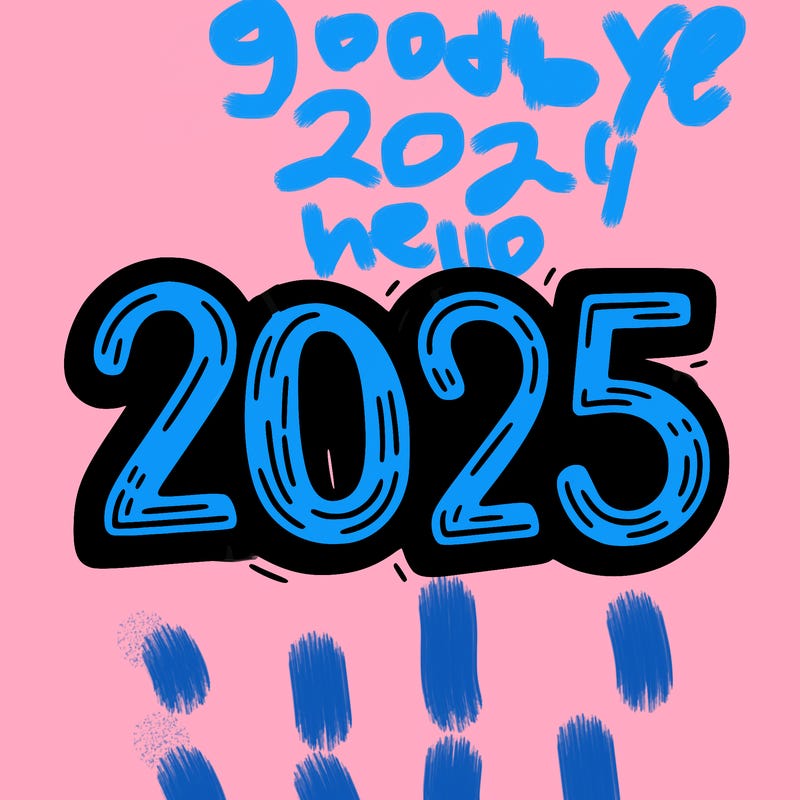 one line scrawled numbers sketch design “2025”