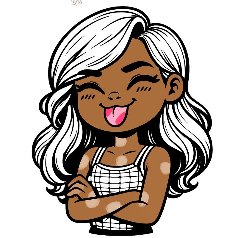 realistic girl crossing her arms and wearing a tank top with her tongue held out she has long hair