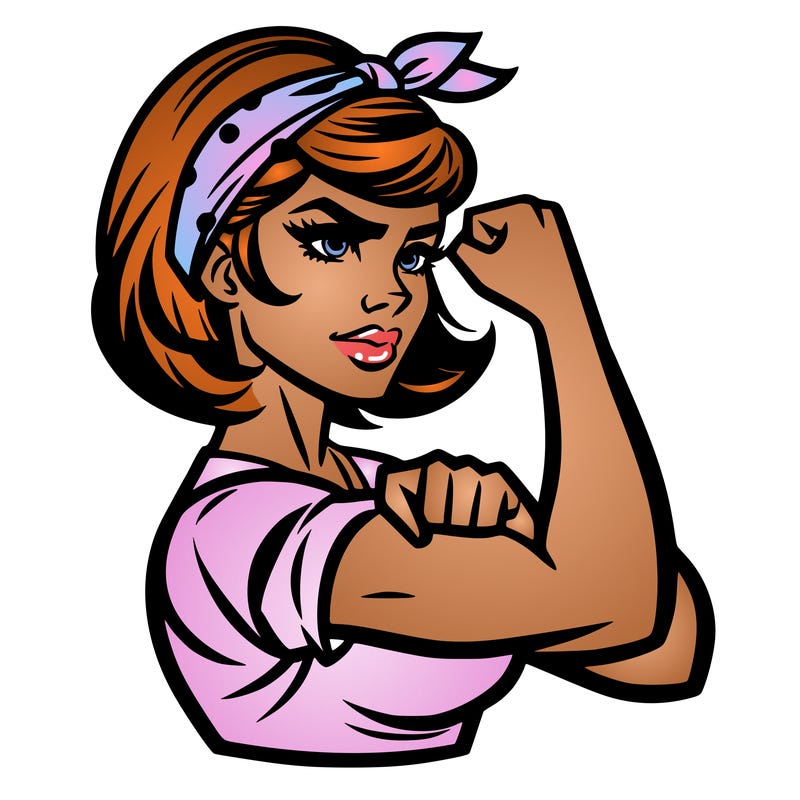 strong woman with a 60s american ad style