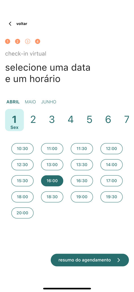 SouSmile - SouSmile app interface for scheduling a virtual dental check-in by selecting a date and time
