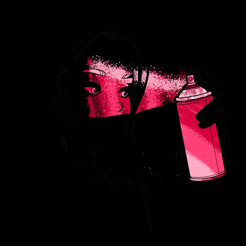 a realistic girl, spray painting