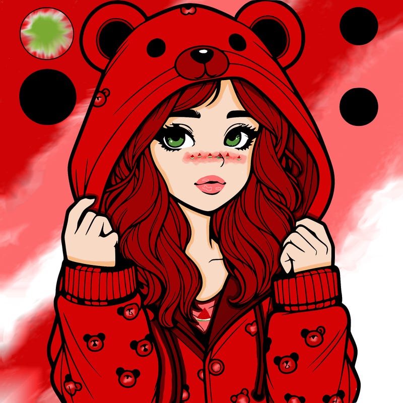 realistic girl in a animal pjs hoodie
