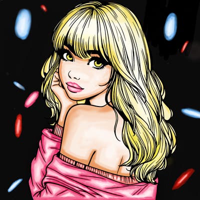 realistic girl with bangs looking over her shoulder