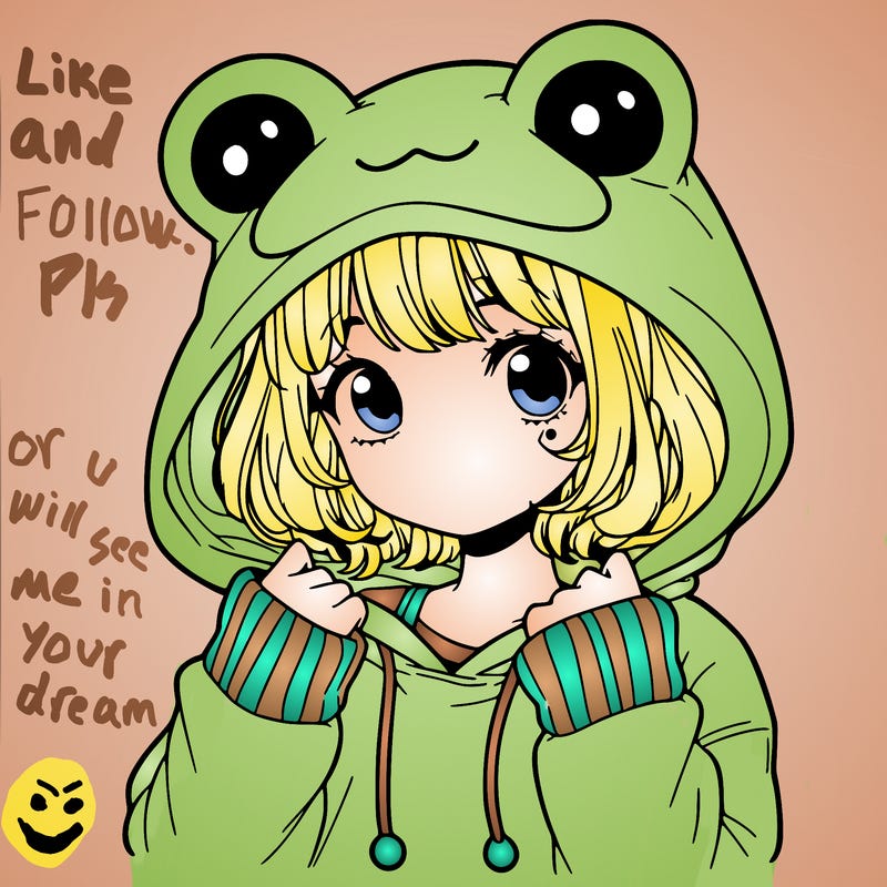 a cute teenage girl wearing a frog hoodie