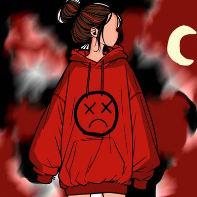 realistic girl with a oversized sweatshirt on and a bun