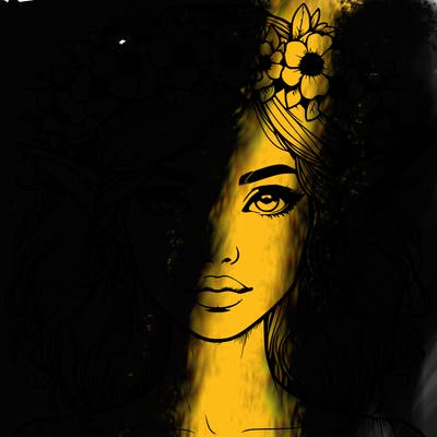 realistic female elf with flower crown