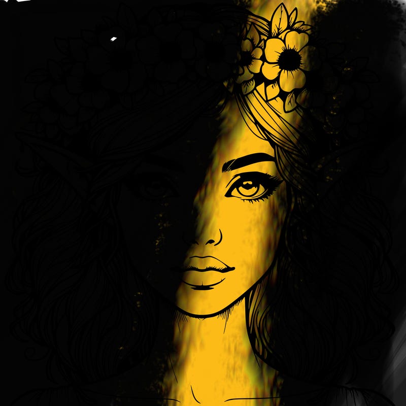 realistic female elf with flower crown