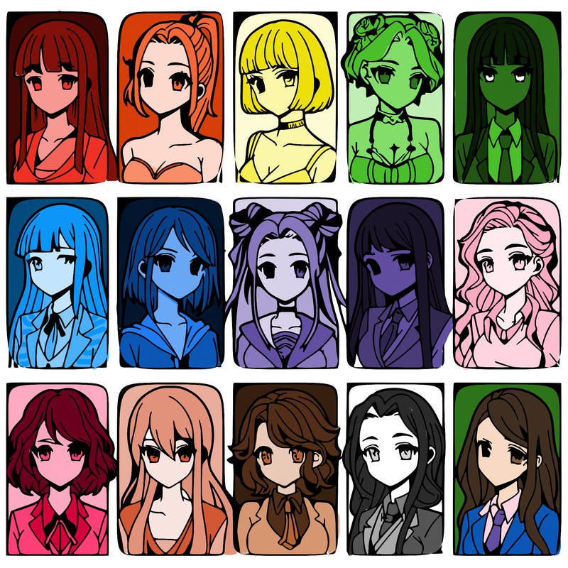 girls that look diffrent anime