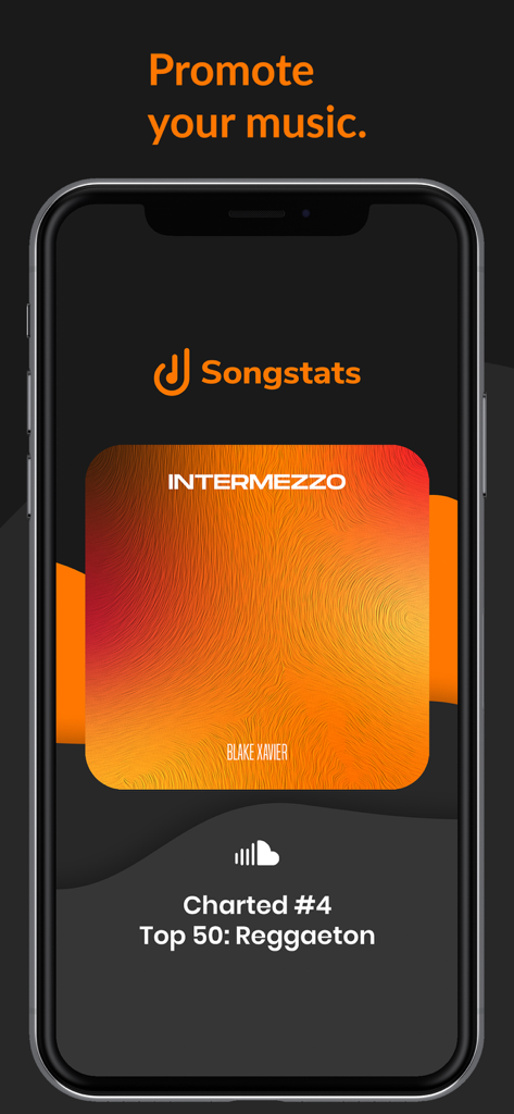Songstats: Music Analytics - L'app Songstats visualizza una grafica personalizzata per la condivisione sui social media per una canzone in cima alle classifiche