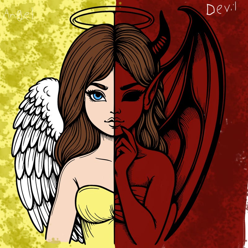 realistic angel half demon
