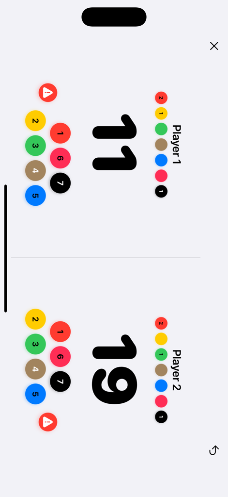 BiliScore Plus - Interfaz profesional de puntuación de partidas de snooker con seguimiento de puntos en tiempo real para dos jugadores.