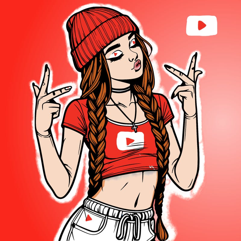 realistic teenage girl with braids and a beanie and crop top doing 🫶🏼