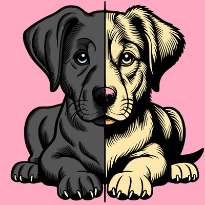 realistic dog split picture