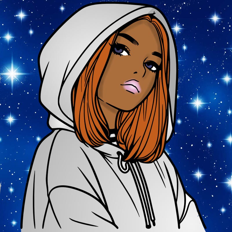 a realistic girl in a hoodie