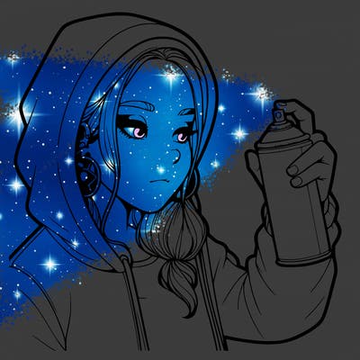 a realistic girl, spray painting