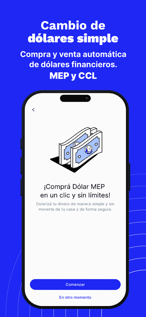 Bull Market - Bull Market mobile app screen showing options for buying and selling financial dollars MEP and CCL