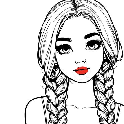 realistic girl with braids