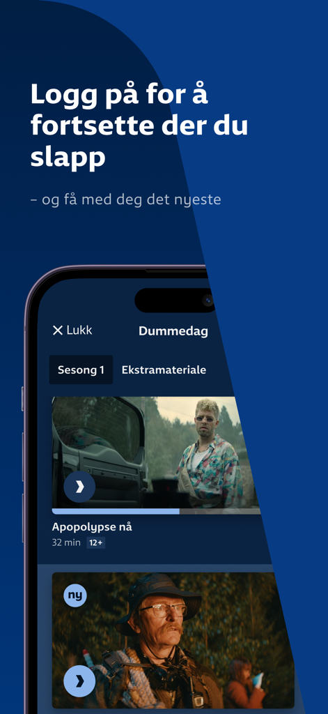 NRK TV - NRK TV app screenshot showing login prompt to continue watching content and series previews