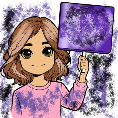 realistic girl holding up a sign