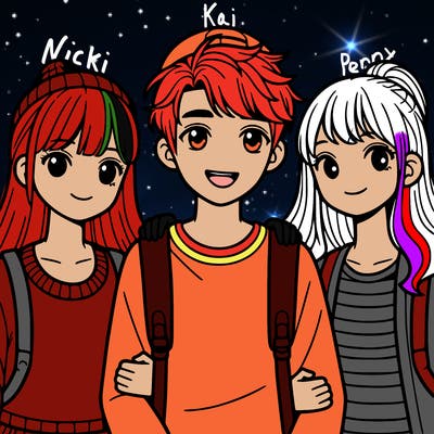 three teenagers friends 1 boy 2 girls