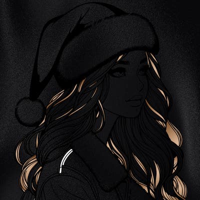 realistic girl in santa hat