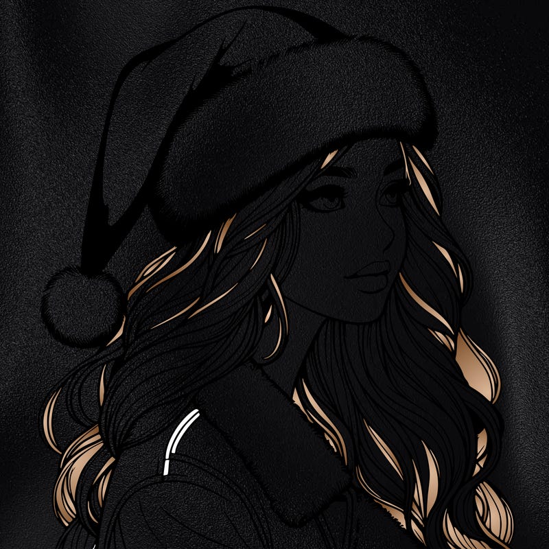 realistic girl in santa hat