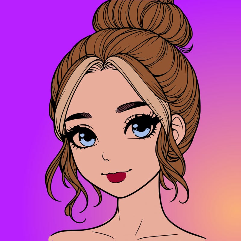 realistic pretty girl with hair in bun