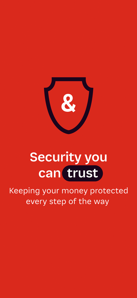 Tela de segurança do aplicativo PN Bank mostrando um ícone de escudo e o texto Segurança em que você pode confiar