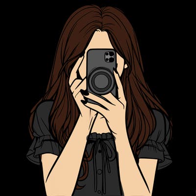 a realistic girl holding her phone taking pictures