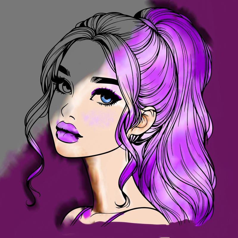 realistic girl with a ponytail on her hair and lips