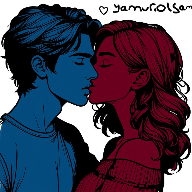 realistic couple kissing
