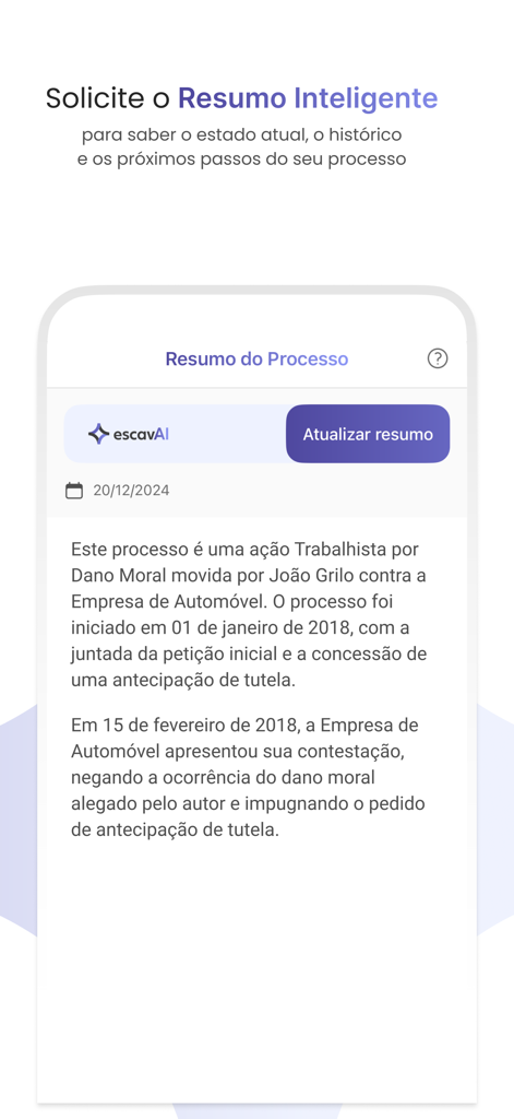 Consultar Processo - Escavador - Resumen IA de un caso judicial brasileño en la aplicación Escavador