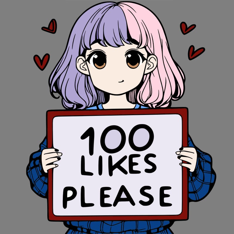 a girl holding a sign saying 100 likes please