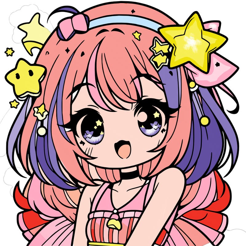 cute anime girl with star accessories