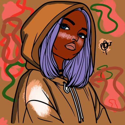 a realistic girl in a hoodie