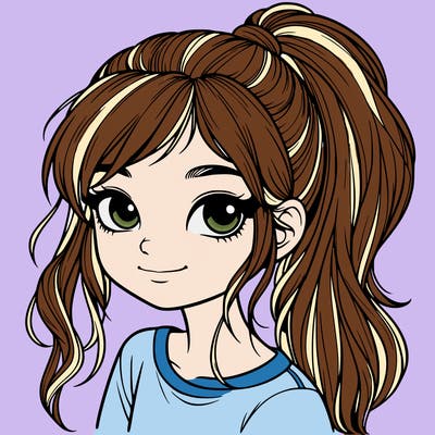 realistic girl with ponytail