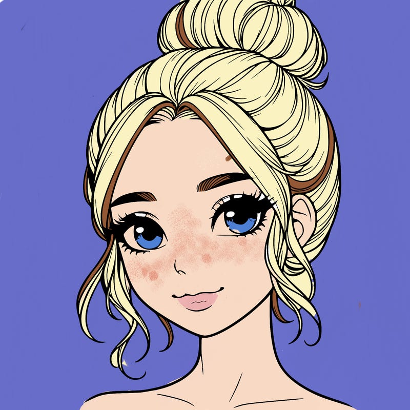 realistic pretty girl with hair in bun