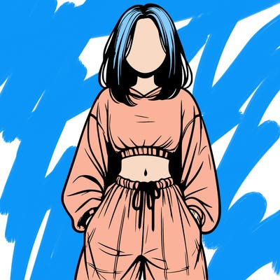 realistic girl faceless with baggy pants and a crop top