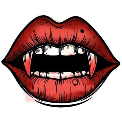 lips with vampire teeth